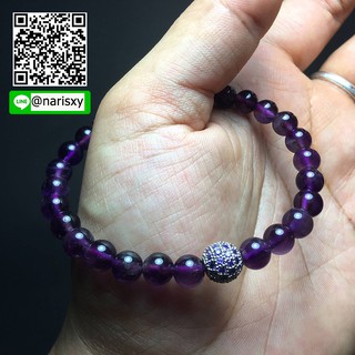 กำไลหินอเมทิสต์ Amethyst 6 มิล เกรดพรีเมี่ยม สวยใส สียอดนิยม