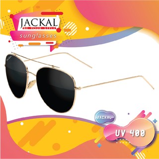 JACKAL SUNGLASSES แว่นกันแดด รุ่น Shipmaster JS213 Black Lens Gold Frame