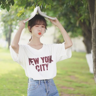 เสื้อโอเวอร์ไซส์ oversize สกรีนลายอักษร NEW YORK CITY ผ้าเรยอน