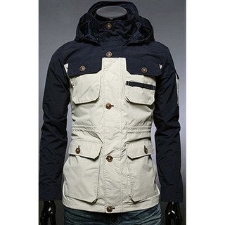 JS37 JACKET ทูโทน กากี+น้ำเงิน