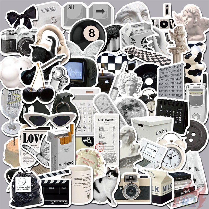 Nordic Classical Black & White Style Series 01 สติ๊กเกอร์ 60Pcs/Set Fashion DIY Waterproof Decals Doodle สติ๊กเกอร์