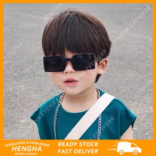 (HENGHA) แว่นกันแดด ทรงสี่เหลี่ยมผืนผ้า แฟชั่นเกาหลี สีแคนดี้ แว่นกันแดดน่ารัก สําหรับเด็ก