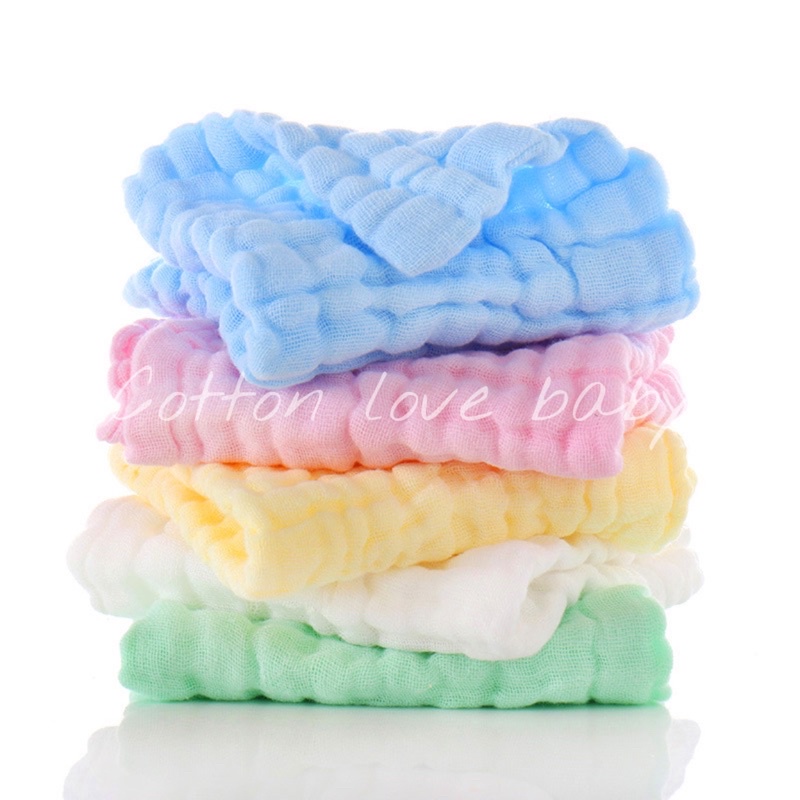 ผ้าเช็ดหน้ามัสลิน6ชั้น คอตตอน100%เซ็ท5ผืนพร้อมส่ง