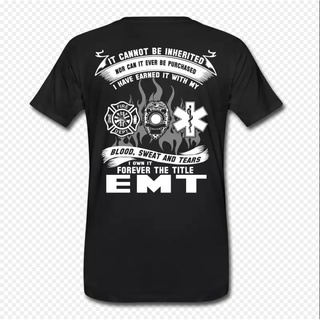 เสื้อวินเทจชาย - ผ้าฝ้ายเสื้อยืดตราสัญลักษณ์ EMS ตํารวจดับเพลิงแพทย์ EMT ของขวัญบุรุษ ฤดูร้อนโอคอให