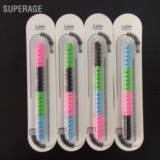 Superage ตัวถนอมสายชาร์จโทรศัพท์ แบบเกลียว 4 สี กันหัก สําหรับวันที่ Usb