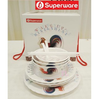 Superware ชุด14ชิ้น ลายไก่ ซุปเปอร์แวรเกรดA