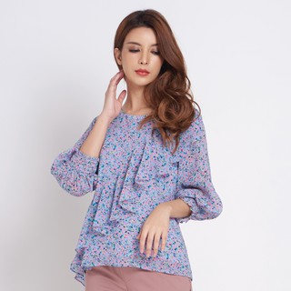 Lady Plus เสื้อแต่งระบายแขนยาว | Ruffle Blouse