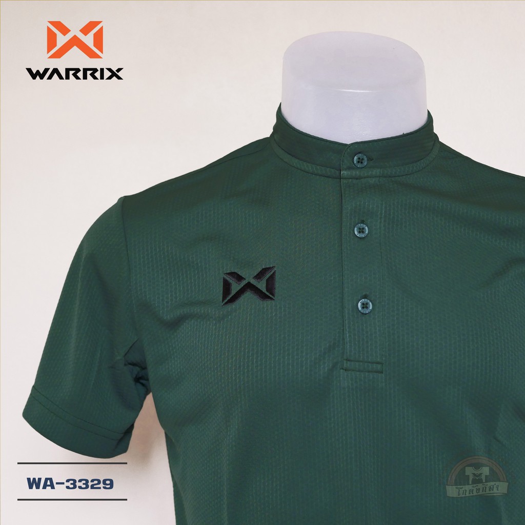 WARRIX เสื้อโปโล คอจีน WA-3329 สีเขียวเข้ม GG วาริกซ์ วอริกซ์ ของแท้ 100%