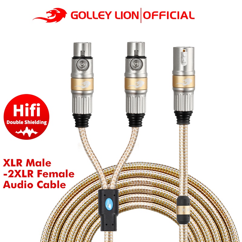 Golley LION XLR สายเคเบิลแยก 3 Pin Dual XLR ตัวเมีย เป็นตัวผู้ XLR Patch Y สายเคเบิลไมโครโฟน อะแดปเตอร์เสียง - สไตล์หรูหรา