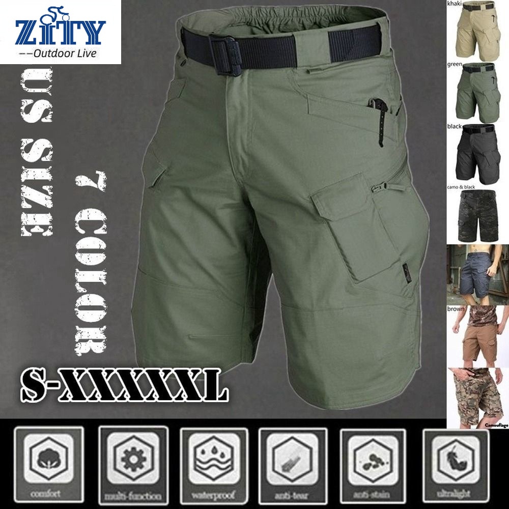 ZITY กางเกงคาร์โก้กันน้ำกางเกงขาสั้นสินค้ายุทธวิธี Mens Military