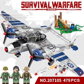 World War II Lightning เครื่องบินรุ่น P38 Fighter building blocks ของเล่น subsonic fighter รุ่นของเล่นสำหรับ boy