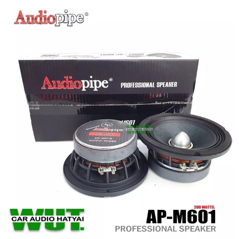 Audiopipe ดอกลำโพงเสียงกลาง/มิดโล ขนาด 6.5 นิ้ว กำลังขับ 200Watts./วัตต์  3Ohmหน้าเฟสปลั๊ก Audiopipe รุ่น AP-M601 = 1คู่