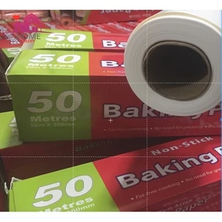 กระดาษไขรองอบสีขาวยาว 50 เมตร พร้อมฟันเลื่อยตัดกระดาษ(ไดคัท) อุปกรณ์เบเกอรีสำหรับรองอบเค้ก
