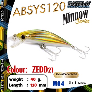 (เหยื่อตกปลา เหยื่อปลอม เหยื่อปลั๊ก)SOTELO - รุ่น ABSYS M64 (120mm)