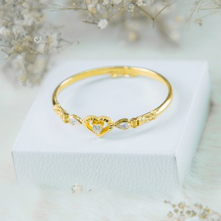 MTSGOLD สร้อยข้อมือ 1 บาท กึ่ึ่งกำไลหัวใจกลางฝังเพชร