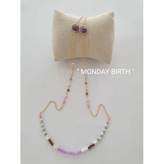 สายคล้องแมส (001AB) "MONDAY BIRTH" หินสำหรับคนเกิดวันจันทร์
