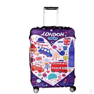 Chu Luggage  ผ้าคลุมกระเป๋าเดินทางลายลอนดอน  รุ่น048 สีม่วง
