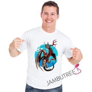 เสื้อยืดผ้าฝ้าย เสื้อยืดคริสต์มาสJambutree Cool Santa Claus Riding Dragon Tattoo Art Graphic Unisex T-Shirt Christmas St