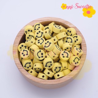 #4003 😄 ลูกปัดหน้ายิ้ม Smiley  เนื้อยางแข็ง ลูกปัดยิ้มสีเหลือง DIY (10 ชิ้น)