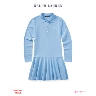 RALPH LAUREN COTTON LONG-SLEEVE POLO DRESS (GIRL SIZE)