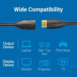 Vention สายเคเบิลต่อขยาย HDMI 4K 60HZ HDMI ตัวผู้ เป็นตัวเมีย สําหรับโปรเจคเตอร์ HD TV LCD แล็ปท็อป 4K