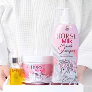 แชมพูนมม้าHORSE MILK ขนาด 400 ml. + ทรีทเม้นนมม้า HORSE MILK ขนาด 500 g.   + มิ๊กซ์ออย Mixoil ( 1 เซต 3 ชิ้น  )