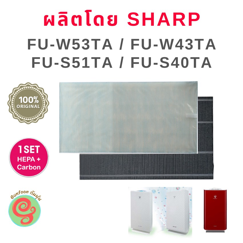 แผ่นกรองเครื่องฟอกอากาศ Sharp FU-W53TA, FU-W43TA, FU-S51TA และ FU-S40TA ไส้กรอง FZ-W53SEF พร้อมแผ่น 