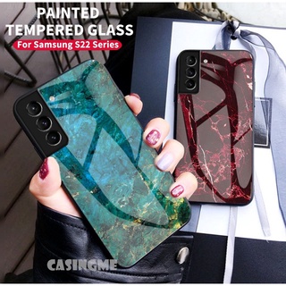 เคสโทรศัพท์มือถือกระจกนิรภัย สําหรับ Samsung Galaxy S22 S22Ultra 5G S22Plus S22 S 22 Ultra Plus 4G 5G ​เคสโทรศัพท์มือถือ แบบแข็ง ป้องกันรอยขีดข่วน กันกระแทก แบบบาง