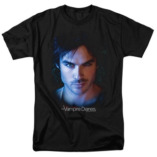 เสื้อยืด พิมพ์ลาย Popfunk The Vampire Diaries Damon Ian Somerhalder สไตล์คลาสสิก สําหรับผู้ชาย 378232