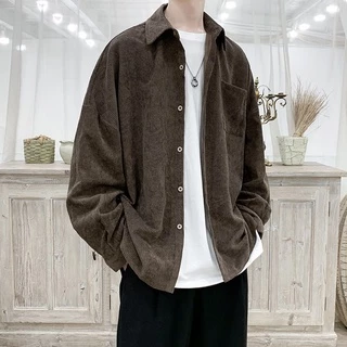 MNO.9 Men Shirt C601 เสื้อเชิ้ตแขนยาวผู้ชาย ผ้าลูกฟูก สีพื้นลำลอง