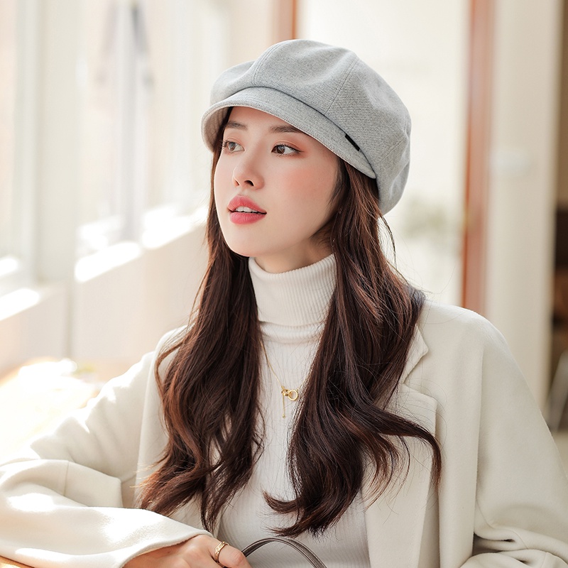 Newsboy Cap Ladies Fashion Hats Black Beret Men Winter Thick Warm