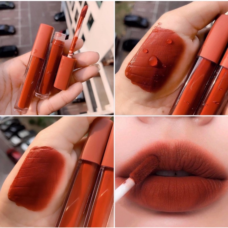 ( ใช้โค้ดส่งฟรีได้!!!) ลิปจุ่ม​กันน้ำ Kiss beauty  สีส้มตุ่น