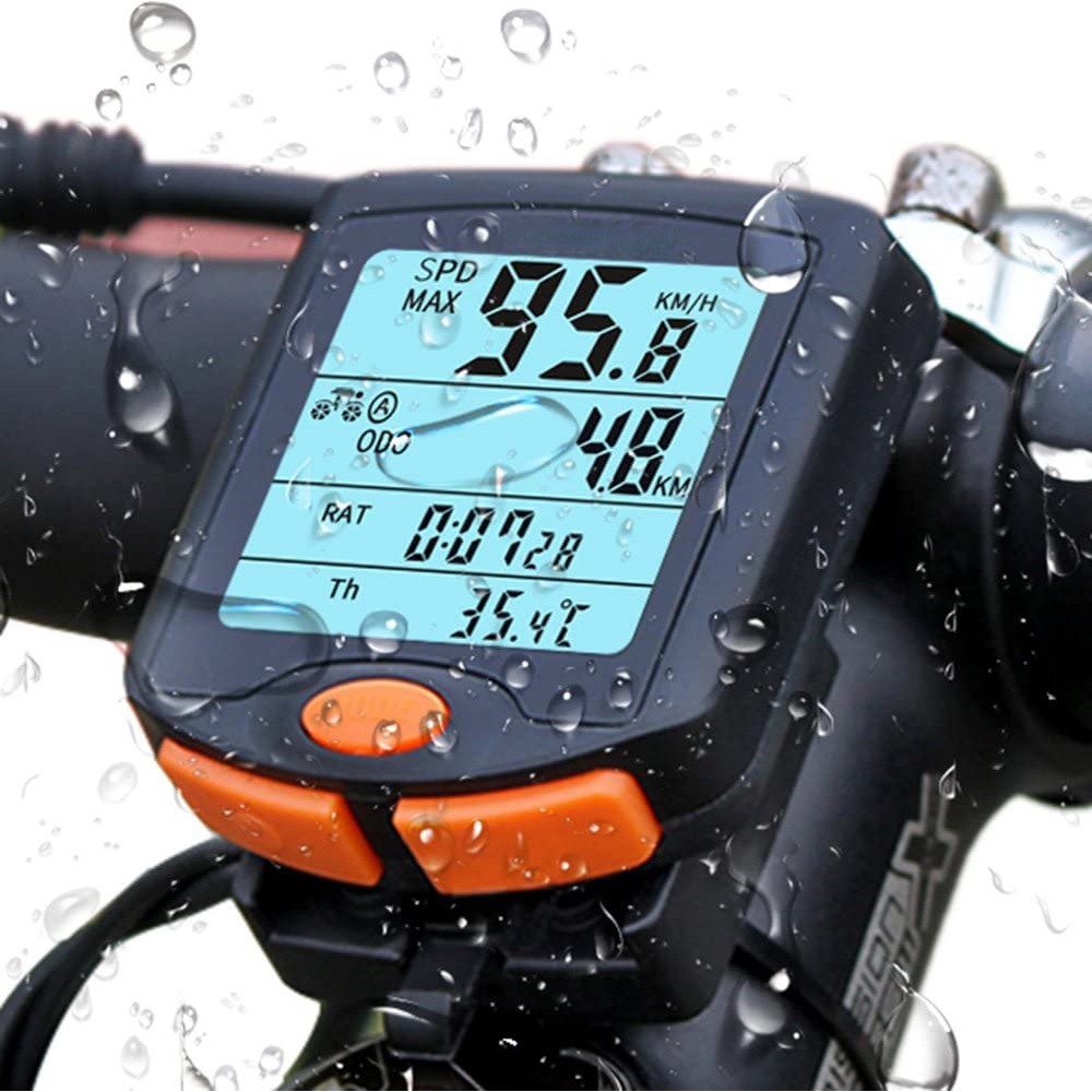 Bicycle Speedometer Riding Bike Odometer Wired Waterproof Battery Power Cycle Bike Computer with LCD Display & Multi-Functions Outdoor Cycling Odograph 