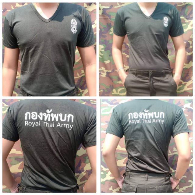 เสื้อยืดทหารบก สกรีน กองทัพบก Royai thai army สีเขียวขี่ม้า เสื้อคอวี  งานแท้ กองทับบกไทยสินค้ามาตรฐานกองทับกไทยแท้100% - รูปที่ 2