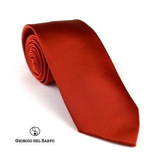 Giorgio Del Sarto Satin Necktie 7.5 cm Orange เนคไทผ้าซาตินสีส้ม