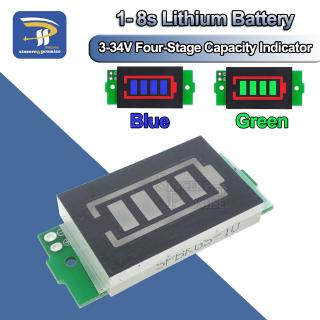 โมดูลทดสอบความจุแบตเตอรี่ลิเธียม 1/2/3/4/5/6/7/8S หน้าจอสีฟ้า สีเขียว 3.7V Li-ion