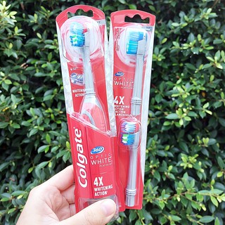 แปรงสีฟันแบตเตอรี่ คอลเกต 360® Optic White® Platinum™ Battery Powered Toothbrush With 2 Replacement Heads Red (Colgate®)