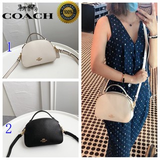 🎄พร้อมส่ง🌟Coach one-shoulder messenger bag women กระเป๋าถือใบเล็กแฟชั่น 2 ช่องซิป พร้อมส่ง 1589