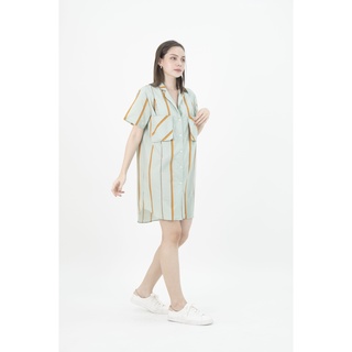 QueenCows ชุดให้นม Peller Cotton Dress Shirt (Green)