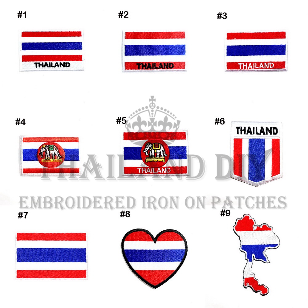 ตัวรีดติดเสื้อ งานปัก ลาย ธงชาติไทย ประเทศไทย ธงราชนาวี ทีมชาติไทย Thailand Flag Patch wop DIY ตัวรีด อาร์มติดเสื้อ หมวก