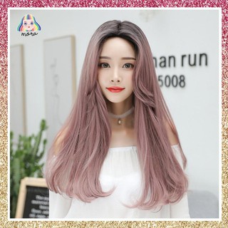 MORA วิกผม วิกผมยาว ผมปลอม Wig วิกผมเกาหลี วิกผมคอสเพลย์ สี Pink 62 CM