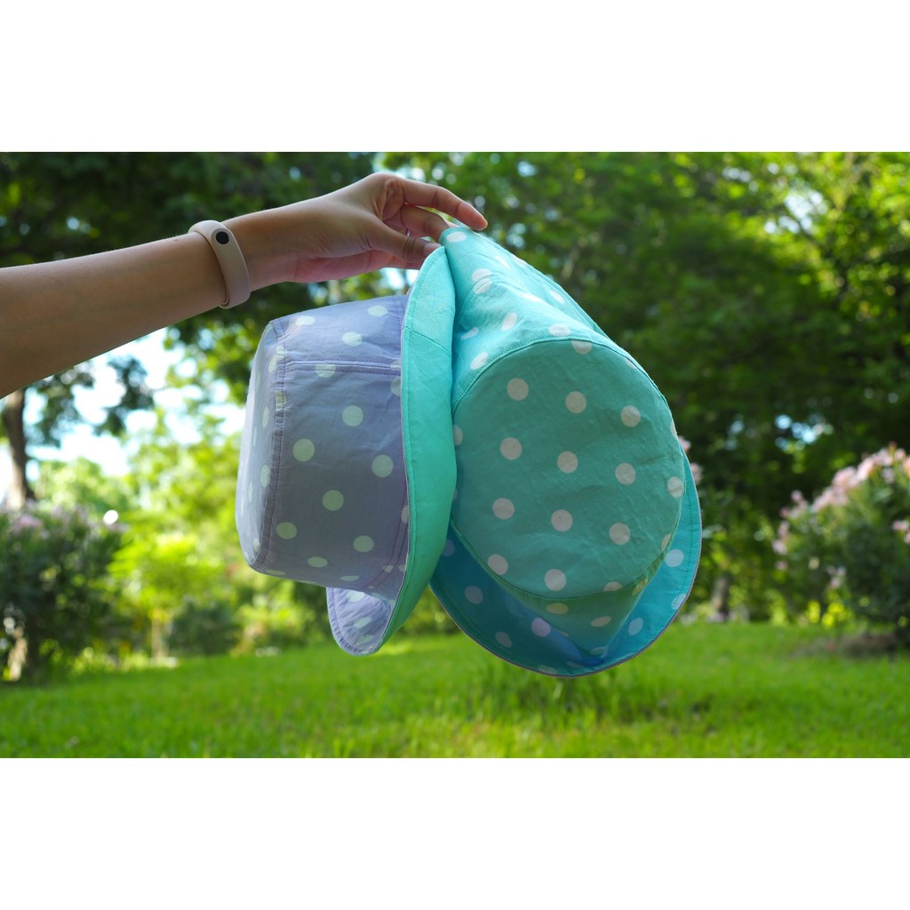 🌈 Reversible Lavender Dot Bucket Hat หมวกบักเก็ตลายจุด สีม่วงพาสเทล ใส่ได้สองด้าน
