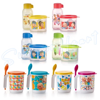 Tupperware Upin Ipin Collection (ขวด Eco 350 มล. + กระป๋อง 570 มล. / แก้วอิลลูมินา 350 มล. พร้อมช้อน)