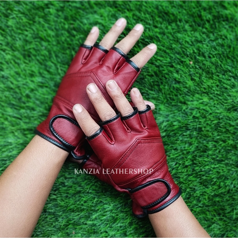 ถุงมือหนังรถจักรยานยนต์ครึ่งนิ้ว Kanzia Leathershop Yana Gloves - รูปที่ 5