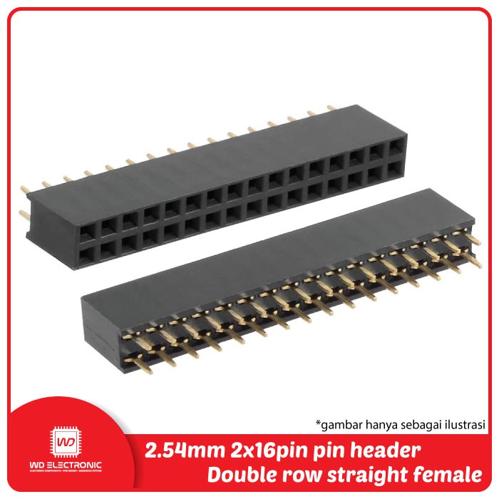 Pin Header Female 32pin 2x16pin header ตัวเมียตรง 2.54mm