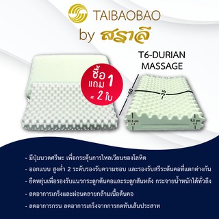 สราลี ซื้อคู่ถูกกว่า=ได้2ใบ หมอนยางพารา T-6 durian massage (ทุเรียน มาสสาจ)