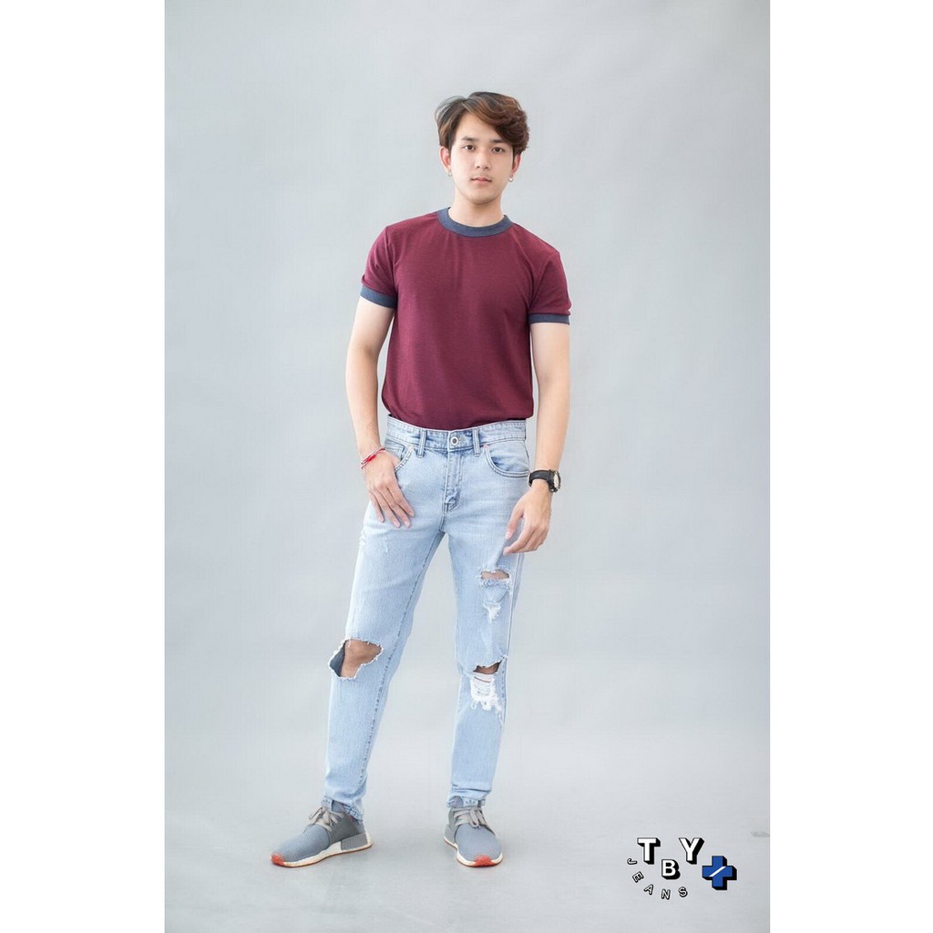 TBY JEANS กางเกงยีนส์ ทรงกระบอกเล็ก โทนสีซีด TY1410