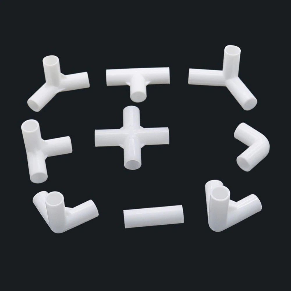 ภายใน 12 มม. ข้อศอกตรง 4-Way T Connector Multi-angle 3-Way PVC Joint (10 ชิ้น)
