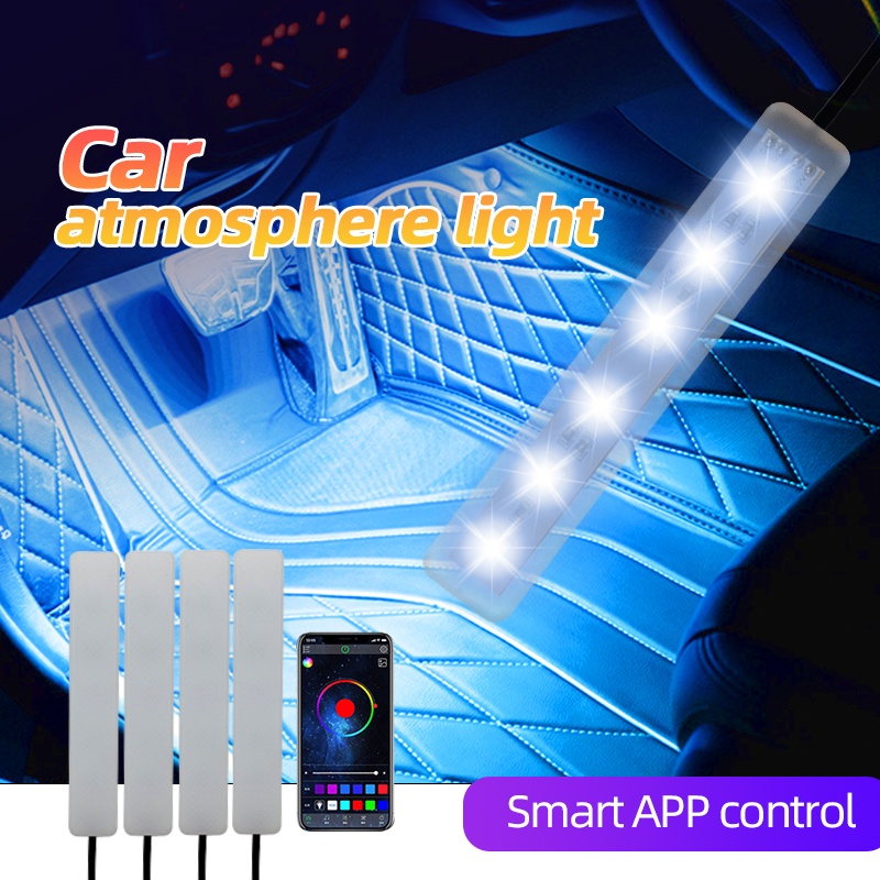 led Car Foot Ambient Light With USB Cigarette Lighter Backlight Music