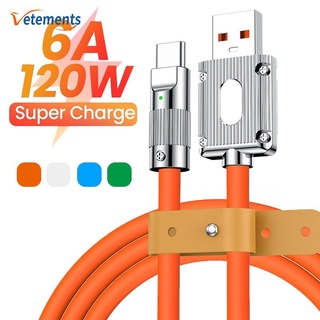 120w 6A แบบพกพา USB ชาร์จเร็ว กลางคืน เรืองแสง C Type โทรศัพท์ สายเคเบิลข้อมูล / สายชาร์จ Type-C สําหรับโทรศัพท์ Android